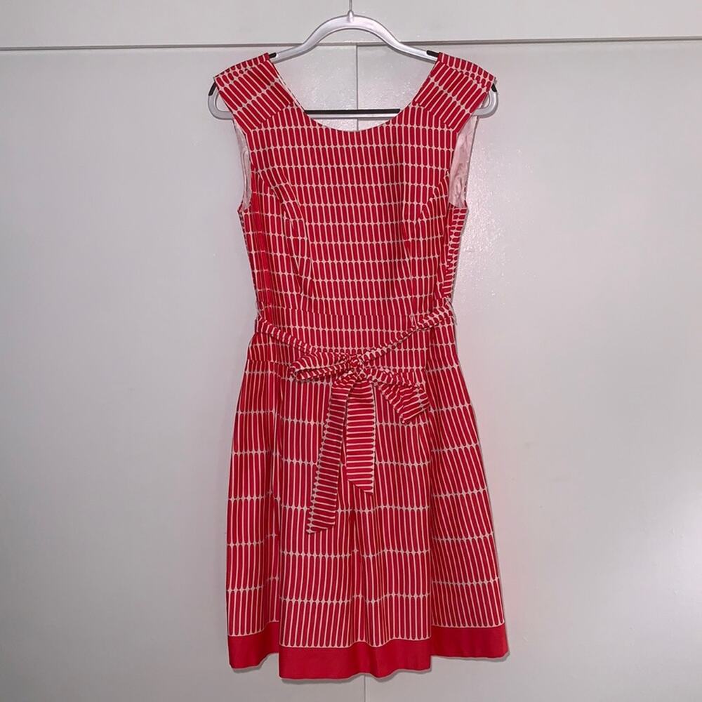 Orange-pink & white cotton dress